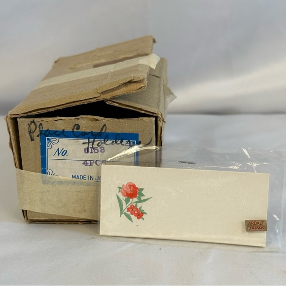 Vintage Bone China Mini Scalloped Round Place Card Holders with Flowers -4 - Picture 2 of 12